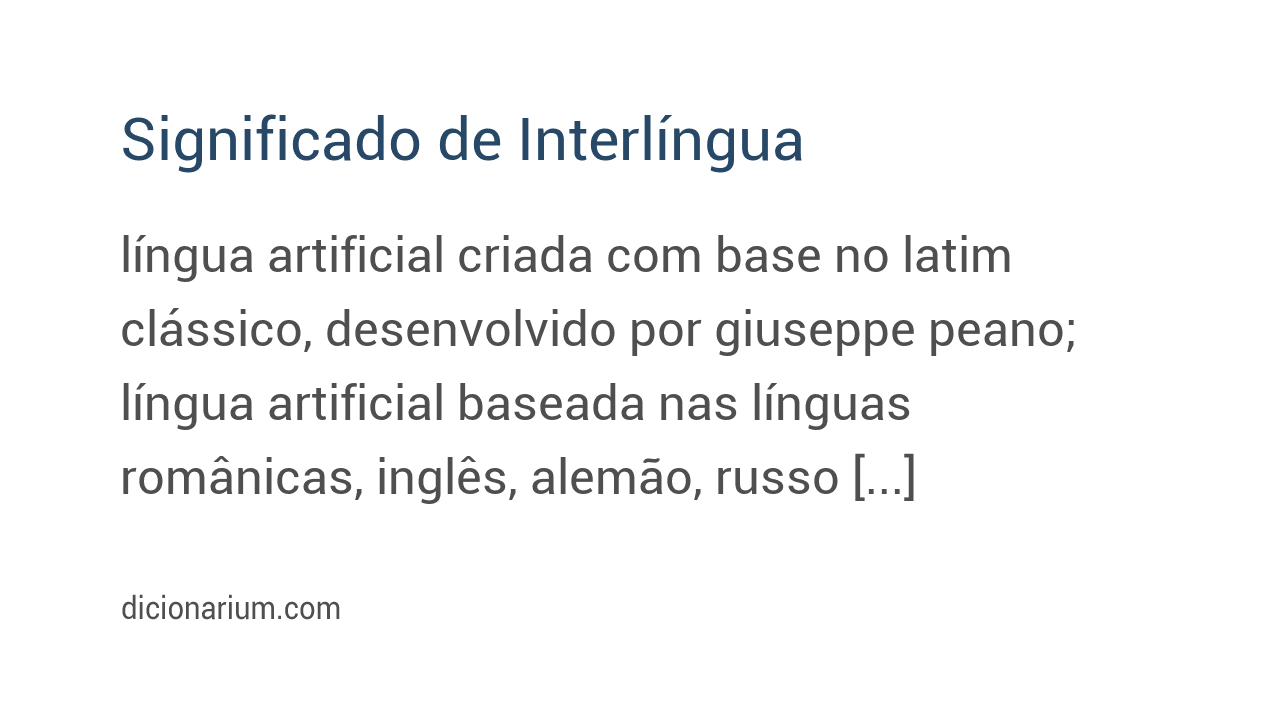 Significado de interlíngua