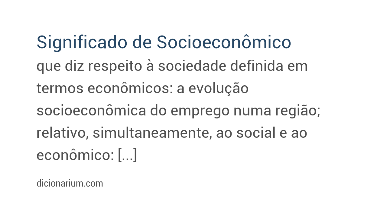 Significado de socioeconômico