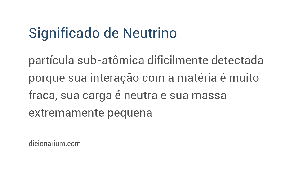 Significado de neutrino