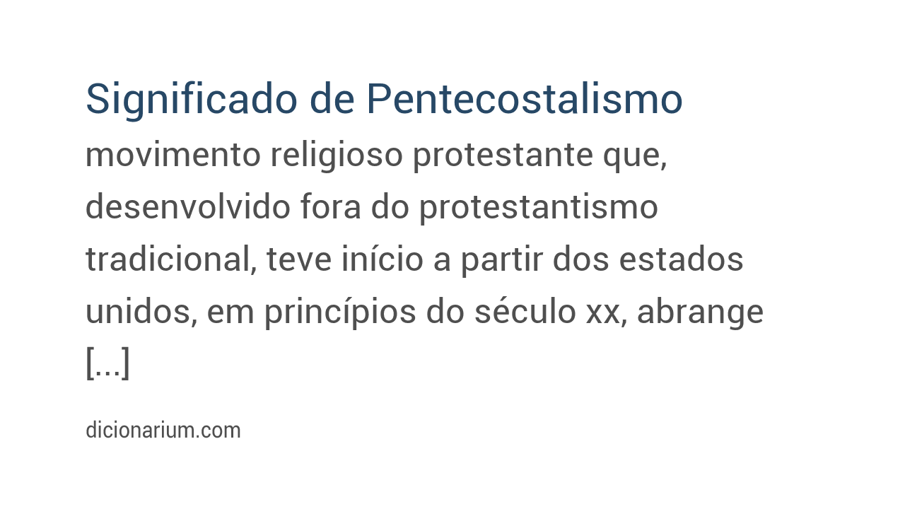Significado de pentecostalismo