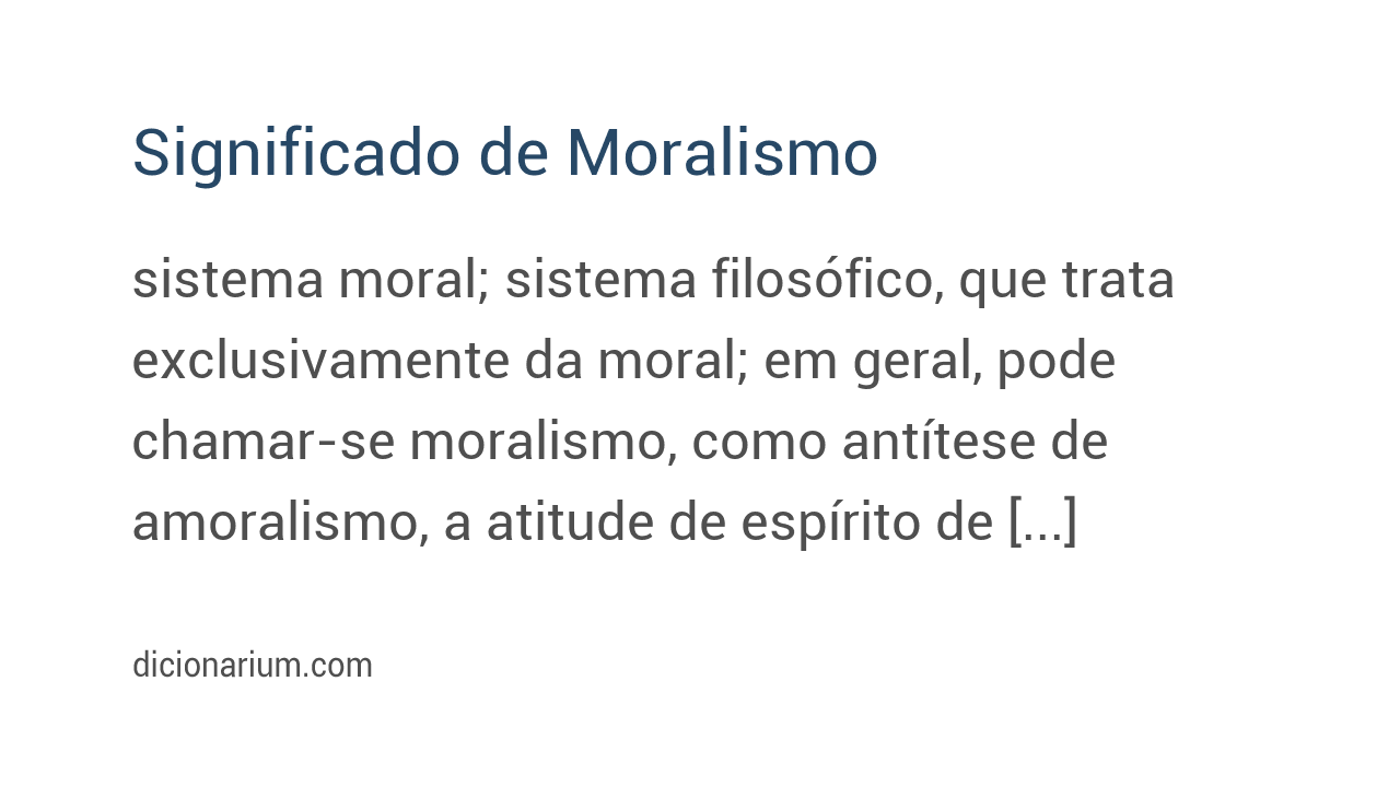 Significado de moralismo