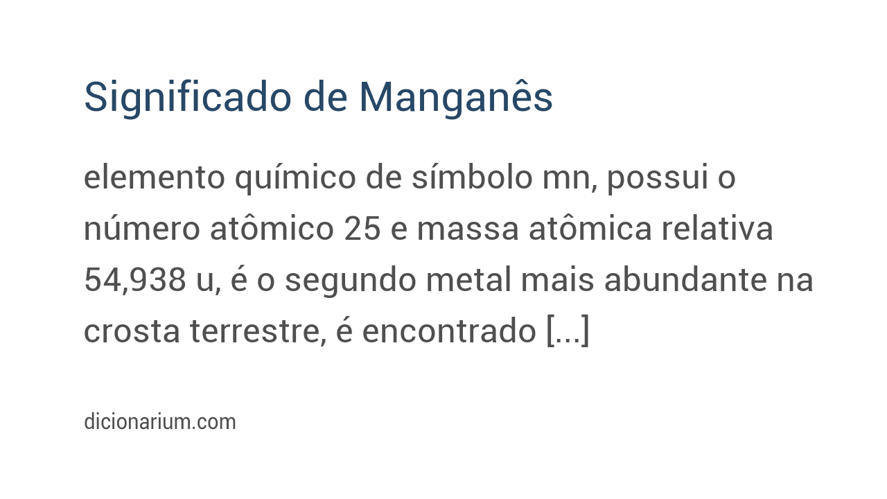 Significado de manganês